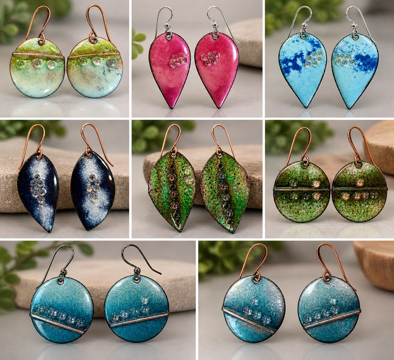 Copper Enamel Earrings