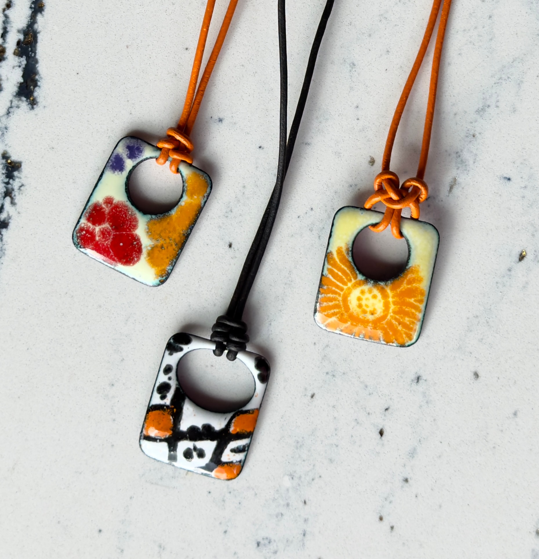 Copper Enamel Pendants