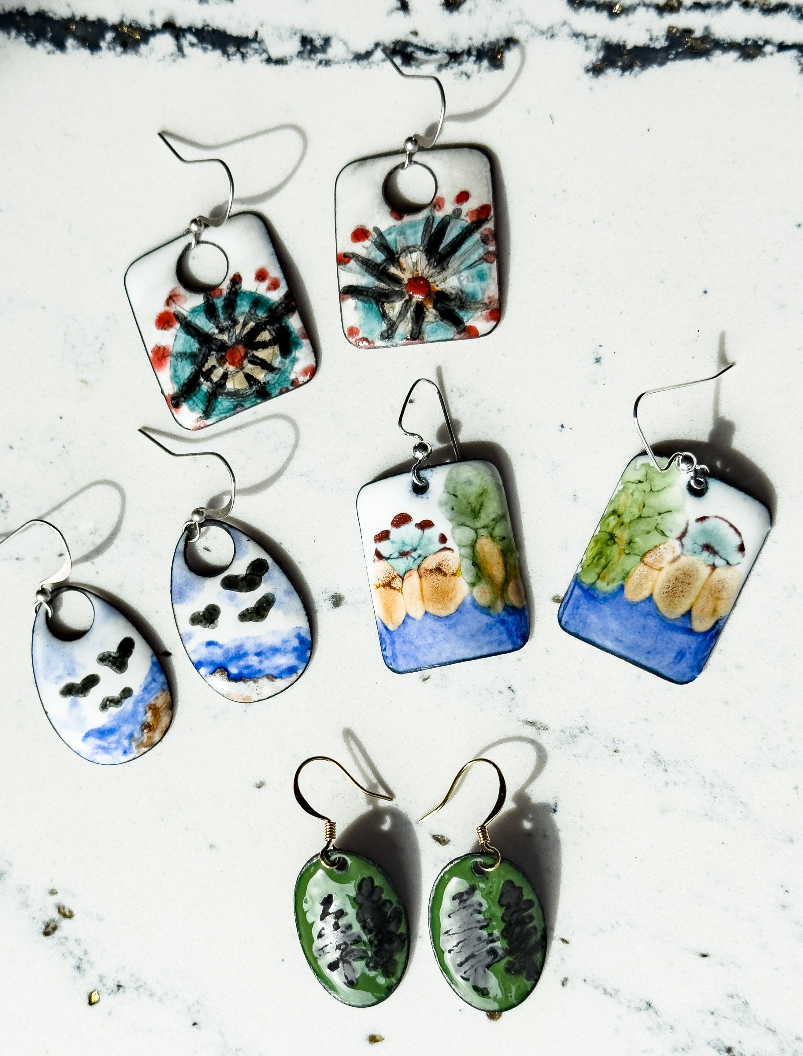 Hand-painted enamel earrings