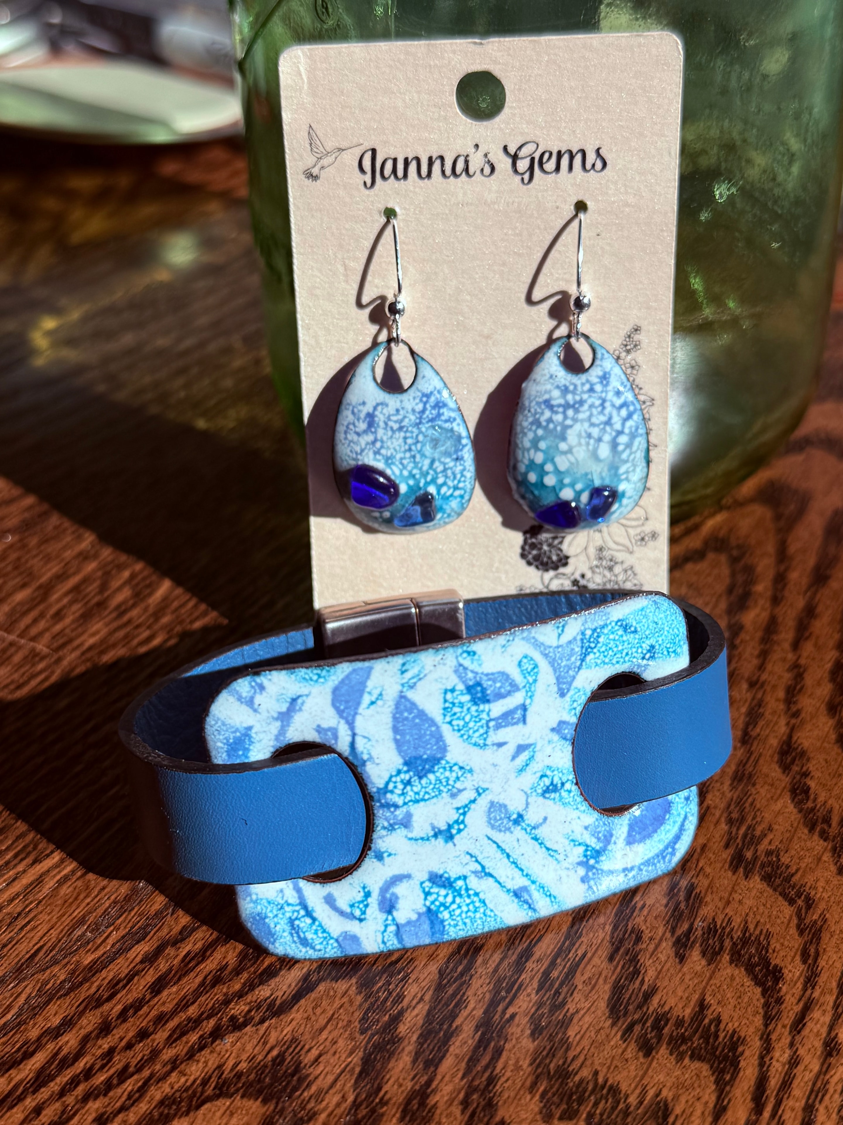 Enamel Earrings and Cuff